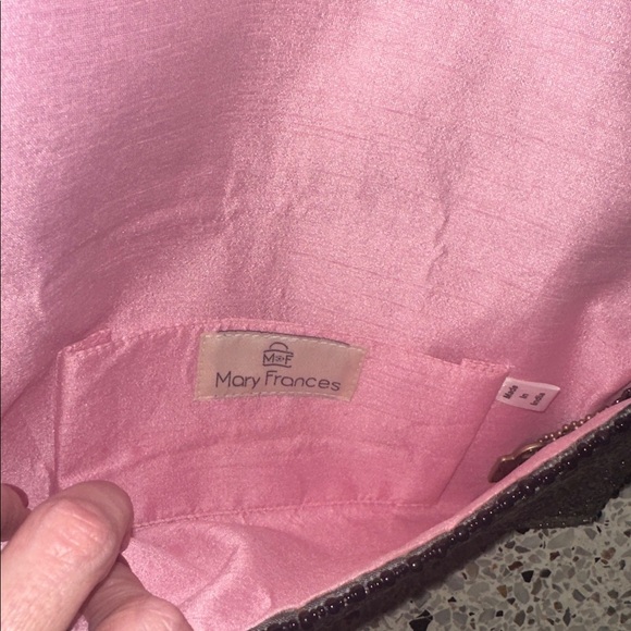 Mary Frances beaded bead embellished purse clutch black silver link champagne - Picture 4 of 9